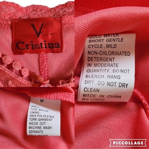 V Cristina flutter sleeve floral print lace overlay top sz M - Picture 12 of 12